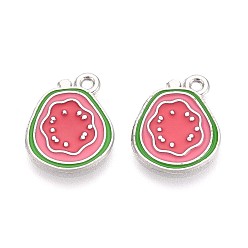 Светло-Коралловый Эмалевые подвески из фруктового сплава, псидиум гуаяве, платина, свет коралловый, 16x13x1.5 мм, отверстие : 1.4 мм