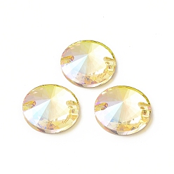 Светящийся Зелёный Конусообразная форма пришивается стразами, k 5 стеклянный страз, 2-отверстие ссылка, плоская спинка с покрытием, швейные украшения, светящийся зеленый, 16x5.5 мм, отверстие : 1.2 мм