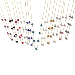 Mixed Color Polymer Clay Rhinestone Beads Necklace, 304 Stainless Steel Cable Chain Necklaces for Women, Mixed Color, 17.91 inch(45.5cm)