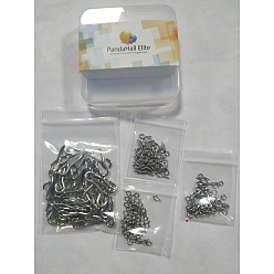 Stainless Steel Color PandaHall Elite 200Pcs 4 Style 304 Stainless Steel Eye Pin Peg Bails, For Half Drilled Beads, Stainless Steel Color, 50pcs/style, 200pcs/box