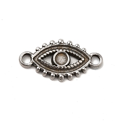 Stainless Steel Color 304 Stainless Steel Cabochon Connector Settings, Evil Eye, Stainless Steel Color, Tray: 3mm, 11x21x2mm, Hole: 2.2mm