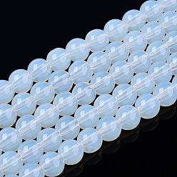 Creamy White Transparent Glass Beads Strands, Round, Creamy White, 4~4.5mm, Hole: 0.8mm, about 97~99pcs/strand, 14.76 inch~14.96 inch(37.5~38cm)