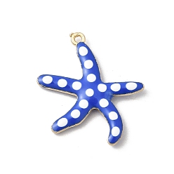Синий Подвески из эмали и сплава, морская звезда, золотые, синие, 27x25x3.5 мм, отверстие : 1.2 мм