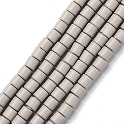 Gris Oscuro Polímeros hechos a mano hebras de perlas de arcilla, columna, gris oscuro, 6.5x6 mm, agujero: 1.2 mm, sobre 61 unidades / cadena, 15.75 pulgada (40 cm)