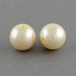 Bisque ABS Plastic Imitation Pearl Round Beads, Bisque, 20mm, Hole: 2.5mm, about 120pcs/500g