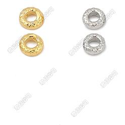 Real Gold Plated & Real Platinum Plated 20 Stk. 2 Farben Messing-Distanzperlen, Rille flach rund, echt vergoldet & echt platiniert, 6x2.5 mm, Bohrung: 3 mm, 10 Stk. je Farbe