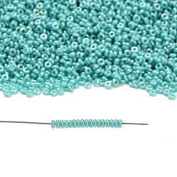 (413) Opaque AB Turquoise Toho 11/0 полукруглые бусины, японский бисер, (413) непрозрачный ab бирюзовый, 11/0, 2.2x0.9 мм, отверстие : 0.8 мм, Около 1733 шт / 10 г