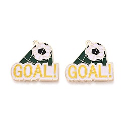 Темно-Зеленый Подвески из эмали и сплава, футбольные и словесные амулеты «Гол», золотые, темно-зеленый, 26x28x1 мм, отверстие : 1.2 мм