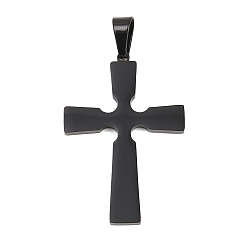 Черный 304 подвески из нержавеющей стали, крест прелести, ионное покрытие (ip), долговечный, чёрные, 42.5x29x2.5 мм, отверстие : 8x5 мм