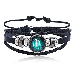 Scorpio Zodiac Constellation Couples Leather Bracelet - DIY Multilayer Braided Night Sky Starry Handmade Jewelry