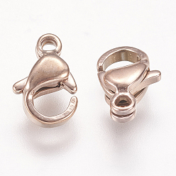 Rose Gold Ion Plating(IP) 304 Stainless Steel Lobster Claw Clasps, Parrot Trigger Clasps Jewelry Making Findings, Rose Gold, 9x6x3mm
