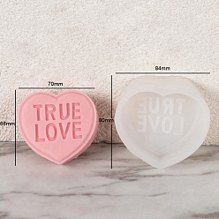 Белый Силиконовое сердце своими руками с формочками для мыла со словами, для мыловарения своими руками, День святого Валентина, белые, 84x80x34 мм