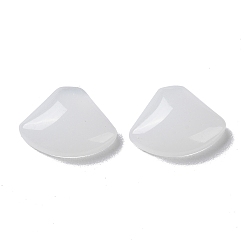 White Glass Cabochons, Fan, White, 11x14.5x4mm