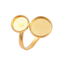 Настоящее золото 18K 304 открытые кольца манжеты из нержавеющей стали, настройка кольца колодки, плоско-круглые, реальный 18 k позолоченный, внутренний диаметр: 17 мм, лоток: 10 & мм 8 мм