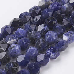 Sodalite Natural Sodalite Beads Strands, Faceted, Round, 8x7mm, Hole: 1mm, about 49pcs/strand, 15.3 inch(39cm)