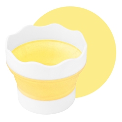 Champagne Yellow Silicone Portable Retractable Buckets, Paint Brush Tub, Paint Brush Cleaner, Watercolor Paint Basin, Champagne Yellow, 9.7x7.2x8cm