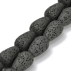 Серый Бусы из натуральной лавы, окрашенные, слеза, серые, 16~16.5x10 мм, отверстие : 1 мм, около 25 шт / нитка, 16.14'' (41 см)