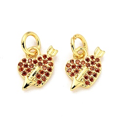 Шоколадный Латунь с микропокрытием, с прыжковых колец, без кадмия и без свинца, золотые, стрела в сердце, цвет шоколада, 9x10x2 мм, отверстие : 3.4 мм