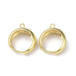 Golden Brass Hoop Earring Findings, Long-Lasting Plated, Round, with Horizontal Loops, Golden, 16x14x5.5mm, Hole: 1.5mm, Pin: 1mm