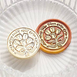 Flower Golden Tone Wax Seal Alloy Stamp Head, for Invitations, Envelopes, Gift Packing, Flower, 16~30x18~30mm