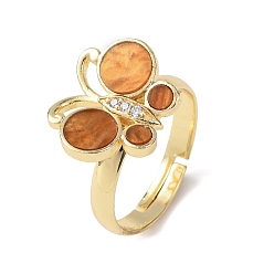 Оранжевый Латунные микро проложить пальцев кольца кубического циркония, бабочка, cmолой, реальный 18 k позолоченный, долговечный, без кадмия и без свинца, стойки покрытие, оранжевые, размер США 7 (17.3 мм)