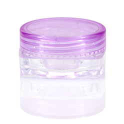 Dark Orchid Transparent Plastic Empty Portable Facial Cream Jar, Tiny Makeup Sample Containers, with Screw Lid, Square, Dark Orchid & Clear, 3x1.5cm, Capacity: 3g