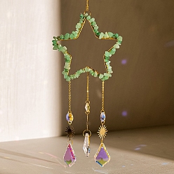 Авантюрин Подвеска-ловец солнца из авантюрина и хрустального стекла, создатель радуги, украшение сада и дома своими руками, звезда, 380 мм