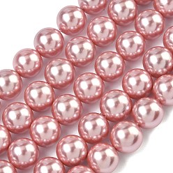 Бледно-фиолетовый Красный Гальванические оболочки жемчужные бусы пряди, круглые, бледно-фиолетовый красный, 10 мм, отверстие : 0.8 мм, около 39 шт / нитка, 15.67'' (39.8 см)