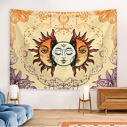 Moccasin Polyester Sun Moon Mandala Wall Hanging Tapestry, Hippie Tapestry for Bedroom Living Room Decoration, Rectangle, Moccasin, 750x950mm