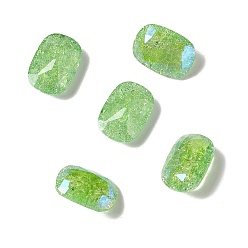 Перидот Треск в стиле лунного света k9 стеклянные кабошоны со стразами, назад назад, прямоугольник восьмиугольник, перидот, 14x10x5.5 мм