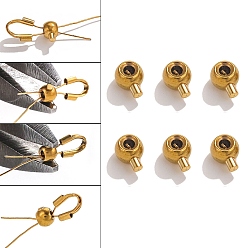 Золотой 304 из нержавеющей стали советы шарик, круглые, золотые, 3.5x2.5 мм, отверстие : 1 мм, внутренний диаметр: 1.2 мм