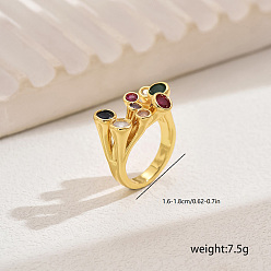 Золотой Кольца для женщин с микропаве из латуни и кубическими цирконами, золотые, внутренний диаметр: 16мм~18мм