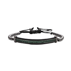 Black green zircon copper bead red rope curved strip Stainless Steel Roman Letter Bracelet with Green Zirconia and Adjustable Chain Set