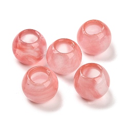 Cherry Quartz Glass Cherry Quartz Glass European Beads, Large Hole Beads, Round, 12x9~9.5mm, Hole: 5.5~6mm