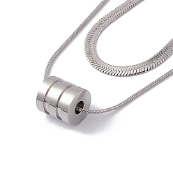 Нержавеющая Сталь Цвет Не тускнеет 2шт 2 стиль 304 ожерелья из нержавеющей стали с подвеской в виде колонны, ожерелья с цепочками в елочку и змеи для женщин, цвет нержавеющей стали, 15.94~17.72 дюйм (40.5~45 см), 1 шт / стиль