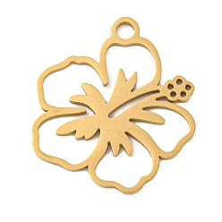 Цветок Ионное покрытие (ip) 304 подвески из нержавеющей стали, лазерная резка, золотые, цветок, 24.5x22x1 мм, отверстие : 2.5 мм