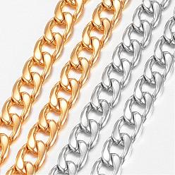 Mixed Color 304 Stainless Steel Necklaces, Curb Chain Necklaces, Mixed Color, 29.8 inch(75.7cm)