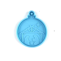 Flat Round Nativity of Jesus Pendant DIY Silicone Molds, Resin Casting Molds, for UV Resin & Epoxy Resin Craft Making, Flat Round, 75x63x6mm