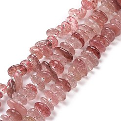 Strawberry Quartz Natural Straswberry Quartz Beads Strands, Chip, 5~18x3~9x2~5mm, Hole: 1mm, about 67~69pcs/strand, 15.55''(39.5~40cm)