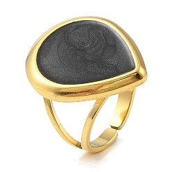 Настоящее золото 18K 304 эмалированные открытые манжеты из нержавеющей стали для женщин, слеза, ионное покрытие (ip), реальный 18 k позолоченный, размер США 6 (16.5 мм)