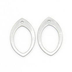 Stainless Steel Color Trendy 304 Stainless Steel Pendants, Horse Eye, Stainless Steel Color, 20x13x1mm, Hole: 1mm