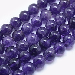 Amethyst Natural Amethyst Beads Strands, Round, 10mm, Hole: 1mm, about 40pcs/strand, 15.5 inch(39.3cm)