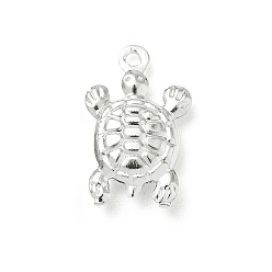 Посеребрённый Латунные подвески, без свинца и без кадмия, черепаха, 925 серебро покрытием, 17x10.5x3.5 мм, отверстие : 1.2 мм