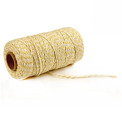 Light Khaki 100M Macrame 2-Ply Cotton Braid Thread, with Spool, Round, Light Khaki, 2mm, about 109.36 Yards(100m)/Roll