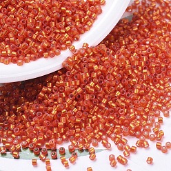 (DB0682) Окрашенный Полу-матовый Серебристый на Подкладке Темно-оранжевый Бусины miyuki delica, цилиндр, японский бисер, 11/0, (db 0682) окрашенный в полуматовое серебристое покрытие темно-оранжевый, 1.3x1.6 мм, отверстие : 0.8 мм, Около 2000 шт / 10 г