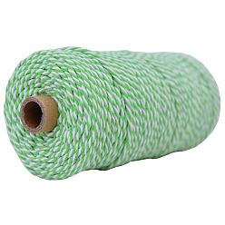 Light Green 100M Bicolor Round Cotton Cord, for Gift Wrapping, DIY Craft, Light Green, 3mm, about 109.36 Yards(100m)/Roll