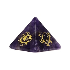 Аметист Натуральные аметистовые оргонитовые украшения для демонстрации пирамид, с символом, фигурка для украшения дома, энергетический камень рейки для исцеления, 30.5x30.5x24.5 мм