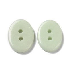 Pale Green Ceramics Buttons, 2-Hole, Oval, Pale Green, 19x14.5x3mm, Hole: 2mm