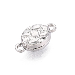Platinum Brass Magnetic Clasps, Woven Oval, Platinum, 15x8x5mm, Hole: 1.4mm