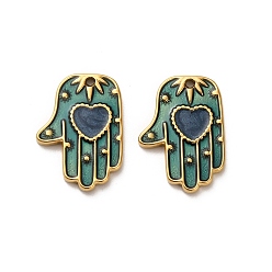 Светлый Морско-зеленый 304 подвески из нержавеющей стали, пальмы с сердцем, с эмалью, реальный 18 k позолоченный, ионное покрытие (ip), светло-зеленый, 20x14x2 мм, отверстие : 1 мм